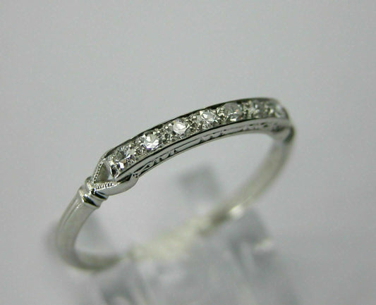 0.50Ct Round Cut Real Moissanite Women's Band Ring 14K White Gold Plated 925 Sterling Silver