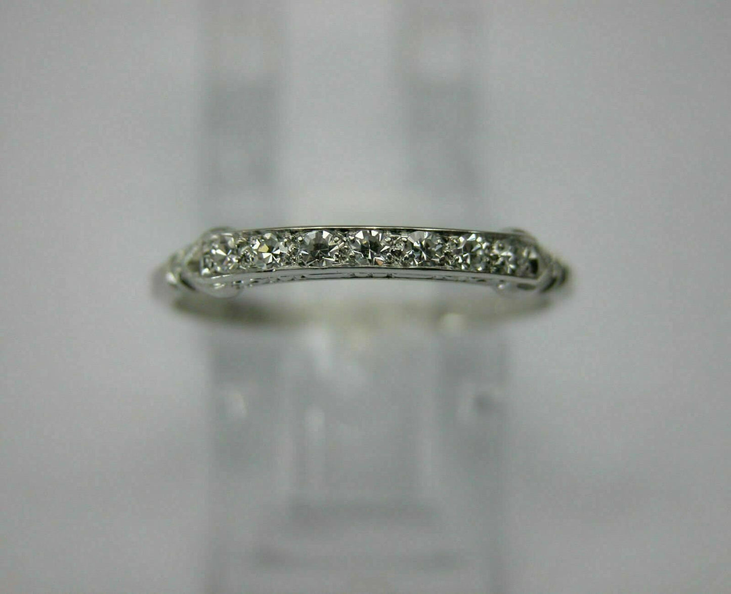 0.50Ct Round Cut Real Moissanite Women's Band Ring 14K White Gold Plated 925 Sterling Silver