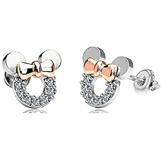 0.50 Ct Simulated Diamond Mouse Stud Earrings 14k White Gold Finish 925 Sterling Silver