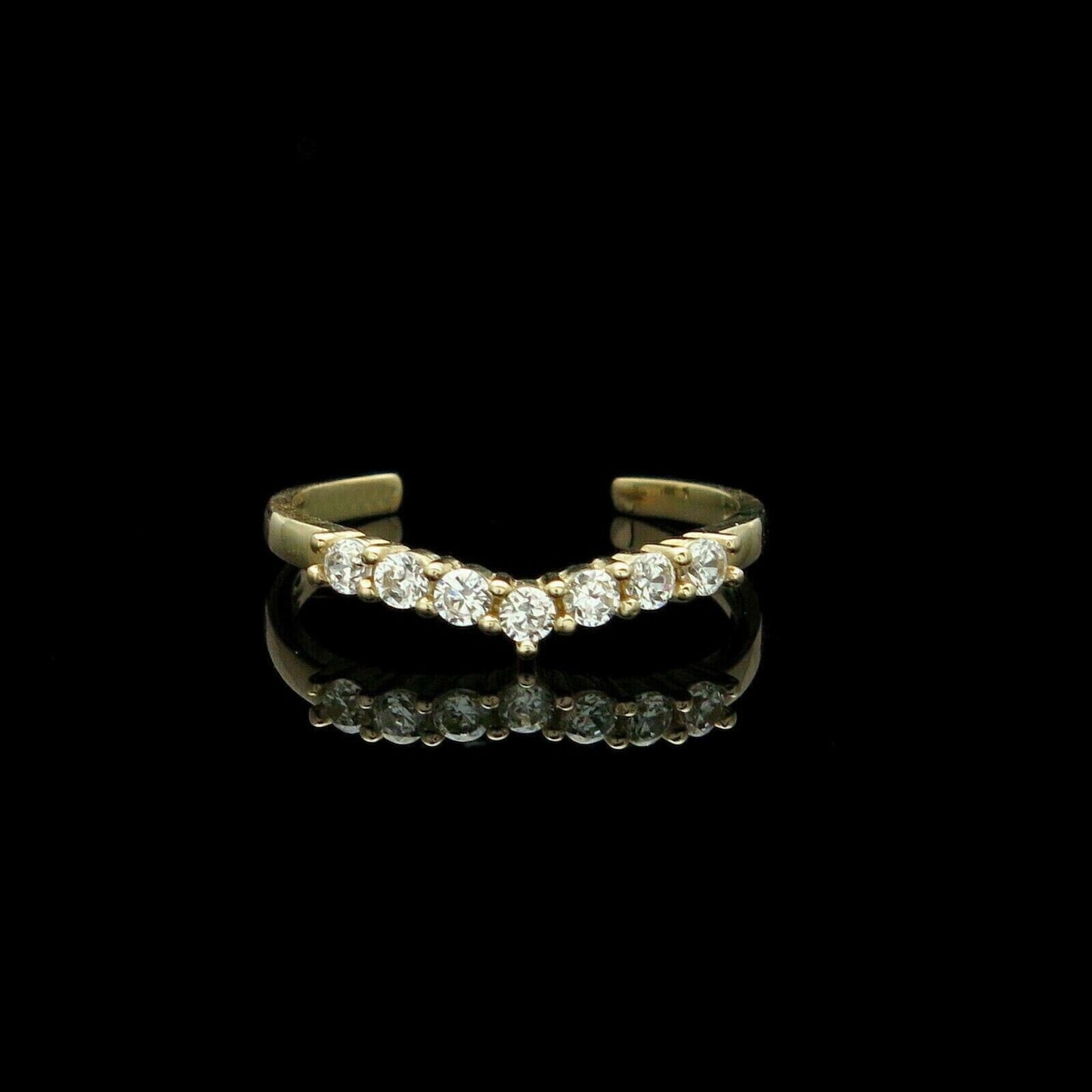 0.10Ct Round Moissanite V-Shape Fancy Toe Ring 14K Yellow Gold Plated 925 Sterling Silver