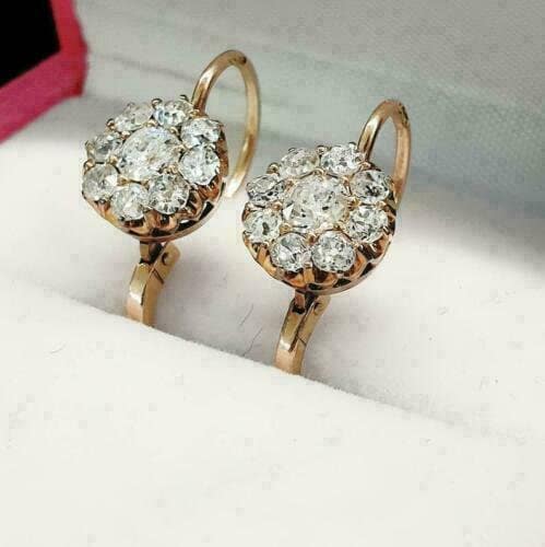 1.50CT Round Moissanite Mine Hoop Earrings Yellow Gold Plated 925 Sterling Silver