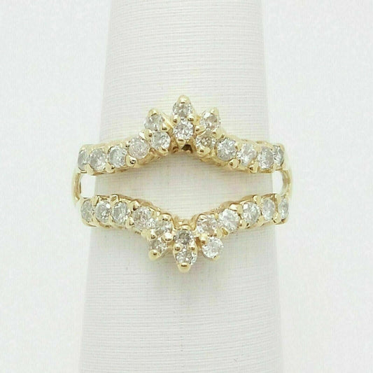 1.50CT Round Cut Moissanite 14K Real Yellow Gold Plated Enhancer Guard Wrap Ring 925 Sterling Silver