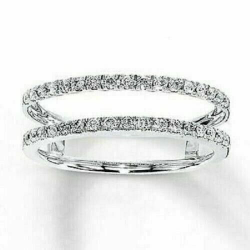 0.40 Ct Round Moissanite Wedding Enhancer Wrap Ring 14k White Gold Plated 925 Sterling Silver