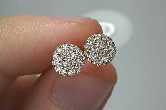 0.50 CT Natural Moissanite Halo Stud Cluster Earrings 14k Yellow Gold Plated 925 Sterling Silver