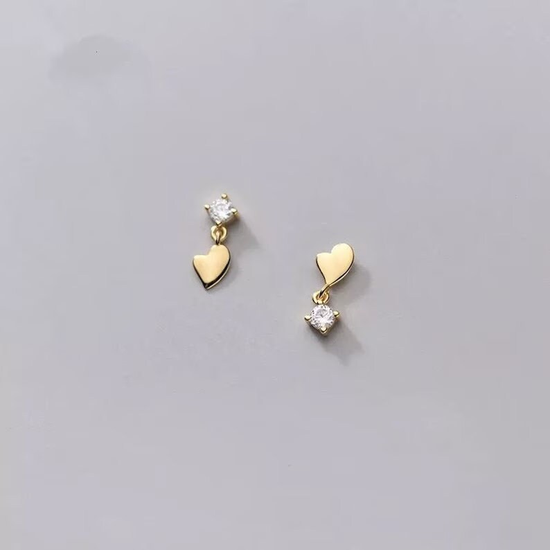 0.12 Ct Round Cut Natural Moissanite Heart Stud Earrings 14K Yellow Gold Plated 925 Sterling Silver