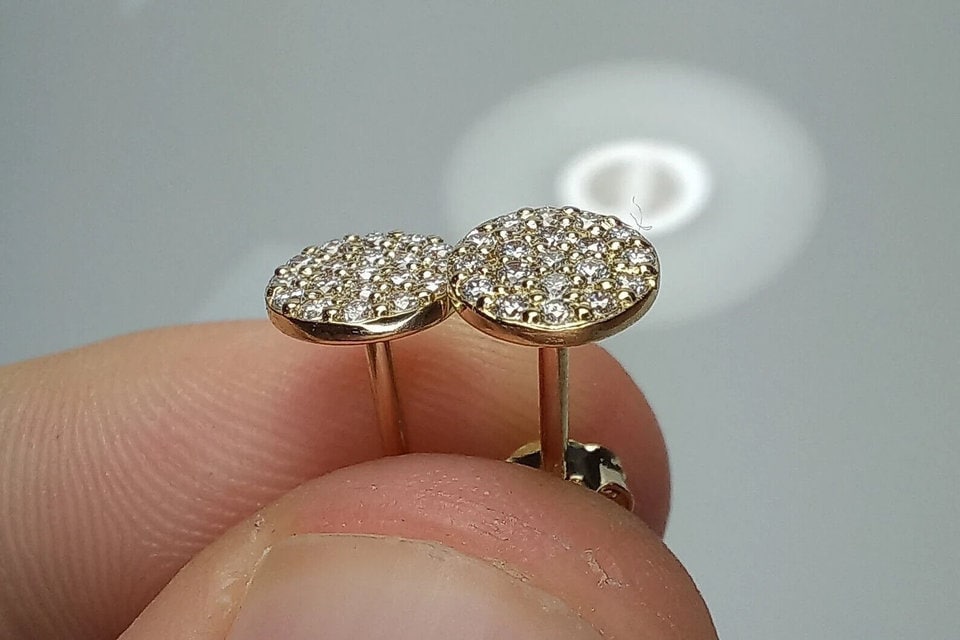 0.50 CT Natural Moissanite Halo Stud Cluster Earrings 14k Yellow Gold Plated 925 Sterling Silver